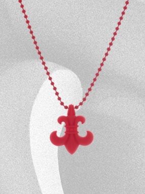 Chrome Hearts Silichrome Brand New BS Fleur Pendant Necklace - Red